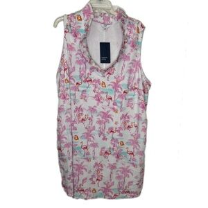 Crown & Ivy Pink Flamingo Print Midi Dress